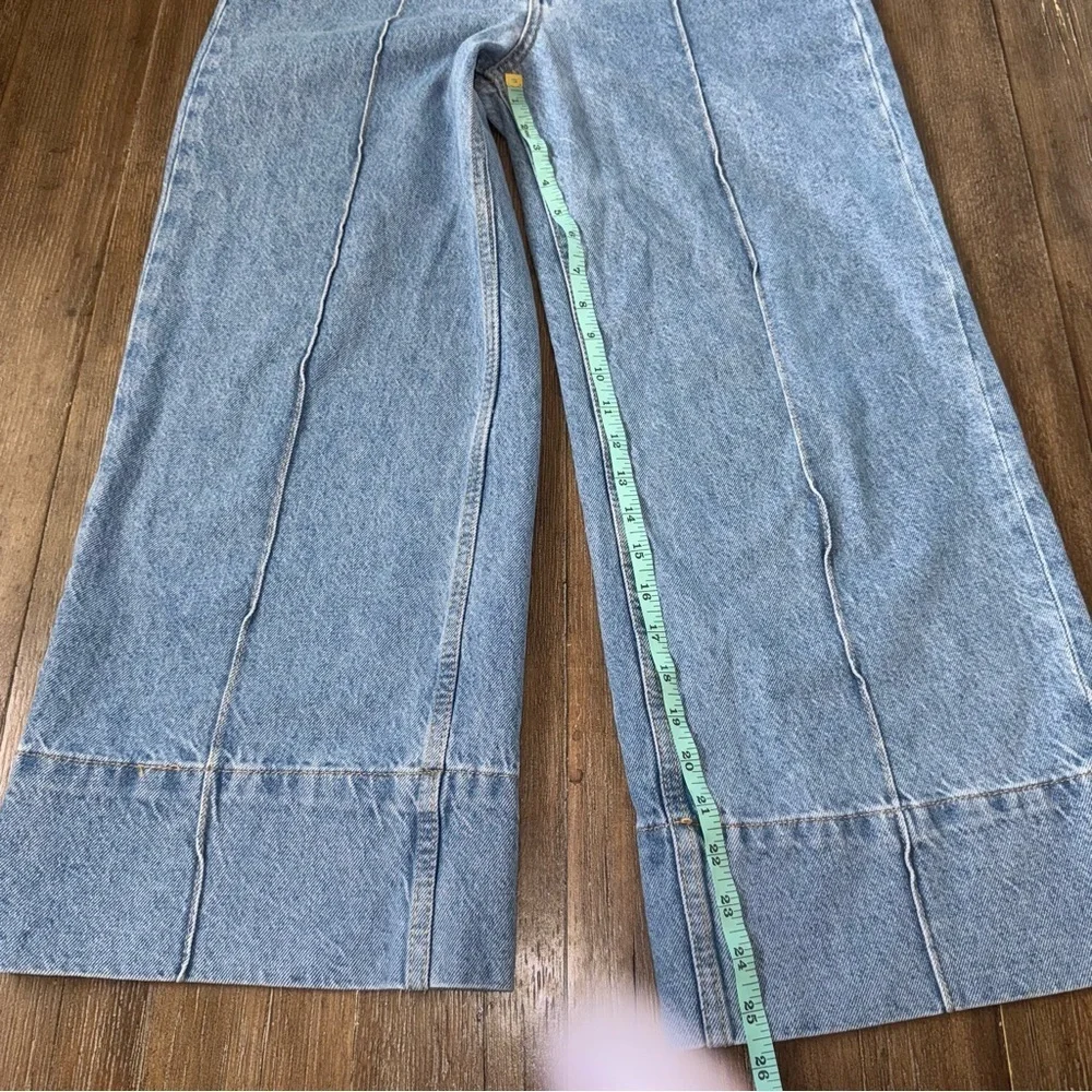 Zara Cropped Wide Leg Jeans high rise blue - Picture 10 of 12